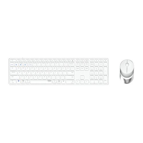 Rapoo 9850M tastiera Mouse incluso RF senza fili + Bluetooth QWERTZ Tedesco Bianco