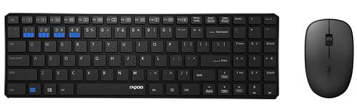 Rapoo 9300M tastiera Mouse incluso RF senza fili Bluetooth QWERTZ Tedesco Nero