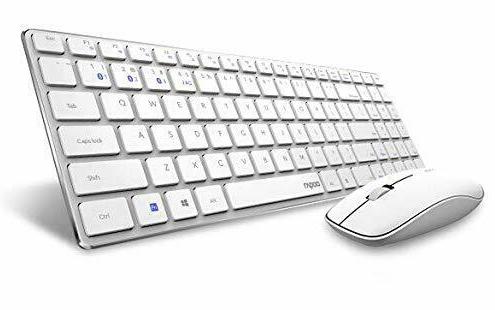 Rapoo 9300M tastiera Mouse incluso RF senza fili + Bluetooth QWERTZ Tedesco Bianco