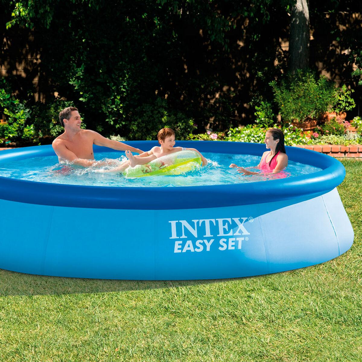 Piscina Intex 28130NP Easy Set - Piscina fuori terra, Blu, 366 cm x 366 cm x 76 cm