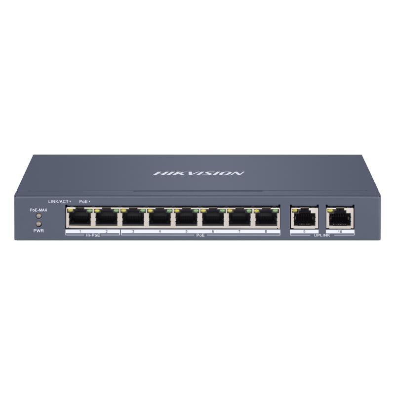 Switch Hikvision DS-3E1310HP-EI Smart POE Fast Ethernet a 8 porte