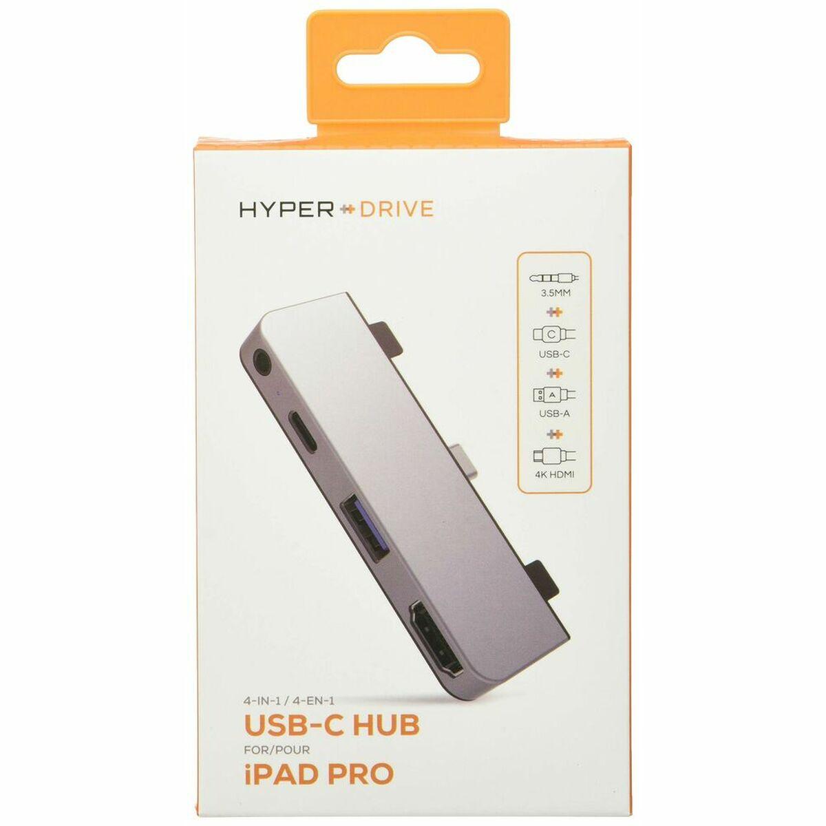 HYPER HD319E-SILVER docking station per dispositivo mobile Tablet Argento (HyperDrive 4-in-1 Hub - Docking station - USB-C - HD
