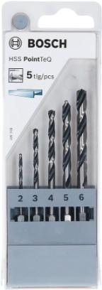 Bosch HSS Pinteq - Sostituzione del trapano - per metallo - trapano a spirale - 5 pezzi - 5 mm, 4 mm, 3 mm, 2 mm - vicolo - lun