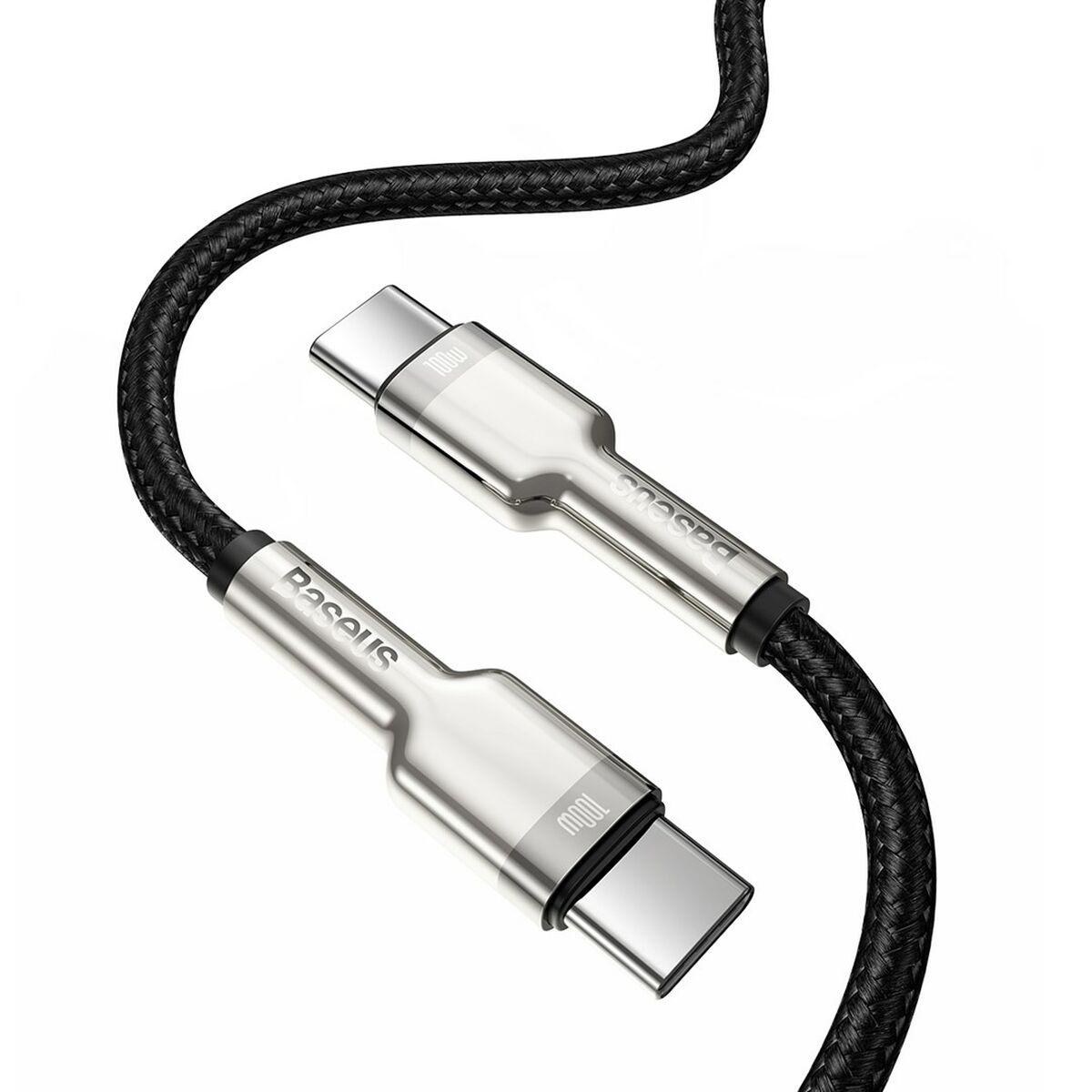 Baseus CATJK-C01 cavo per cellulare Nero 1 m USB C (Baseus Cafule Metal USB-C to USB-C Cable, 100W, 1m - Black)