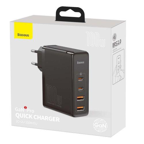 Baseus GaN2 Pro- Szybka ladowarka 2xUSB 2xUSB-C 100W (nero)