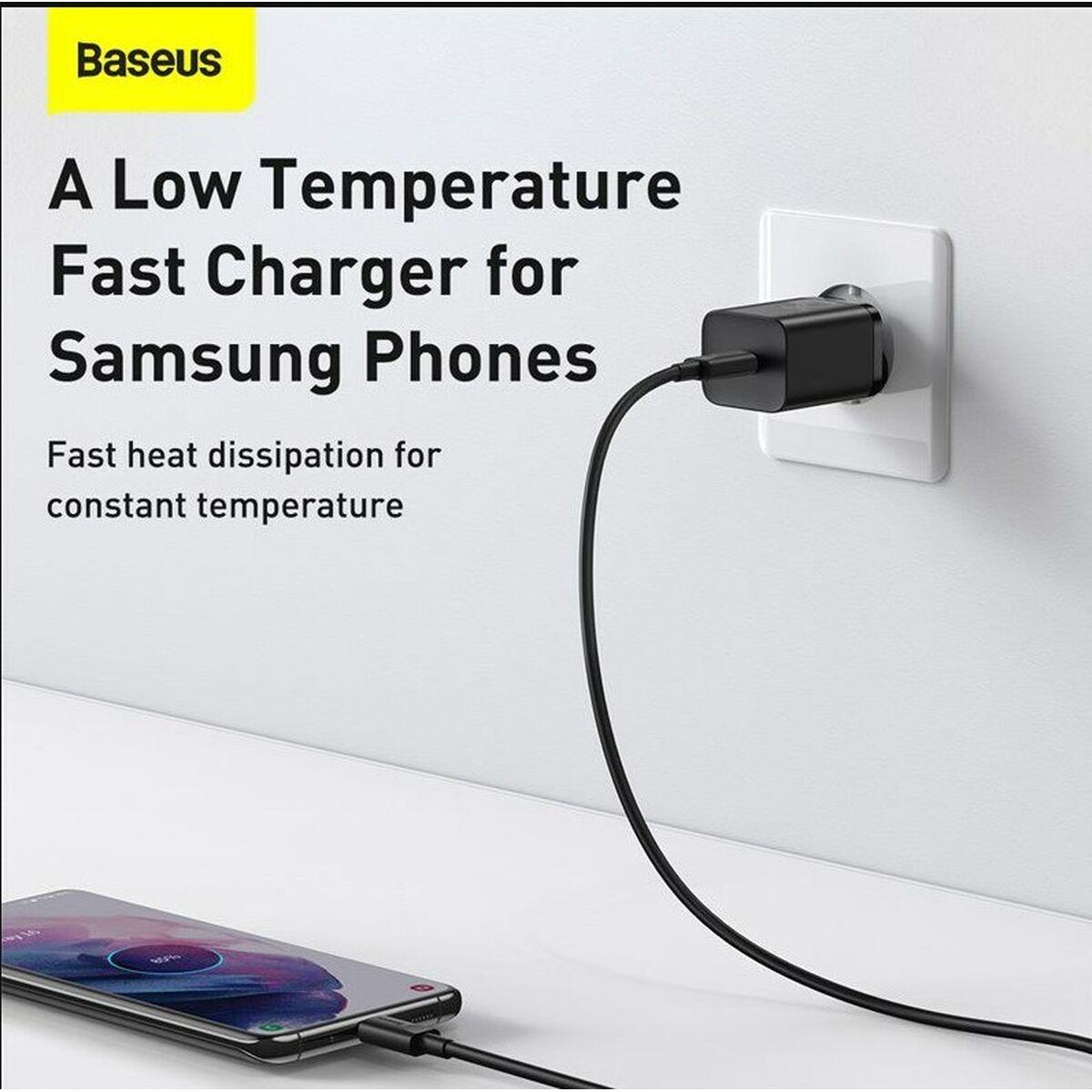Baseus TZCCSUP-L01 Caricabatterie per dispositivi mobili Nero Interno (Baseus Super Si USB-C Wall Charger 25W 3A + USB-C Cable