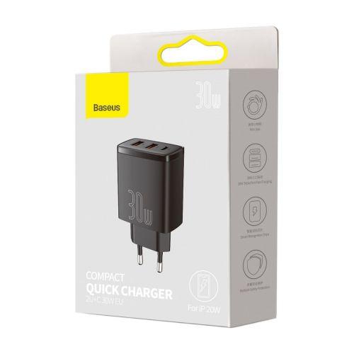 BASEUS 2USB USB-C 30W BLACK