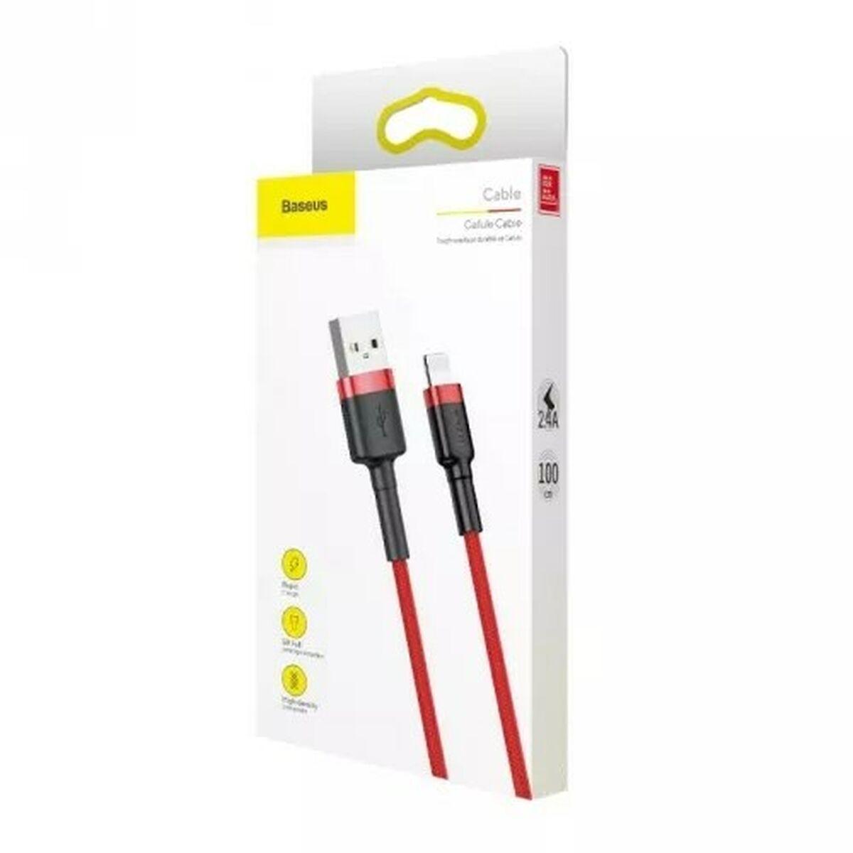 Baseus CALKLF-C09 cavo Lightning 2 m Rosso (SiGN Kevlar USB cable with Lightning 2.4A 2m - Grey/Red)