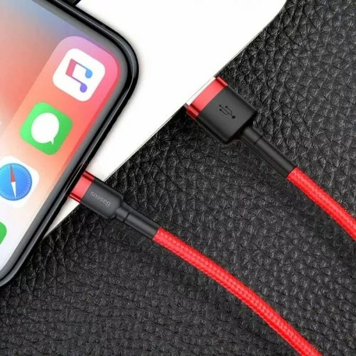 Baseus CALKLF-C09 cavo Lightning 2 m Rosso (SiGN Kevlar USB cable with Lightning 2.4A 2m - Grey/Red)