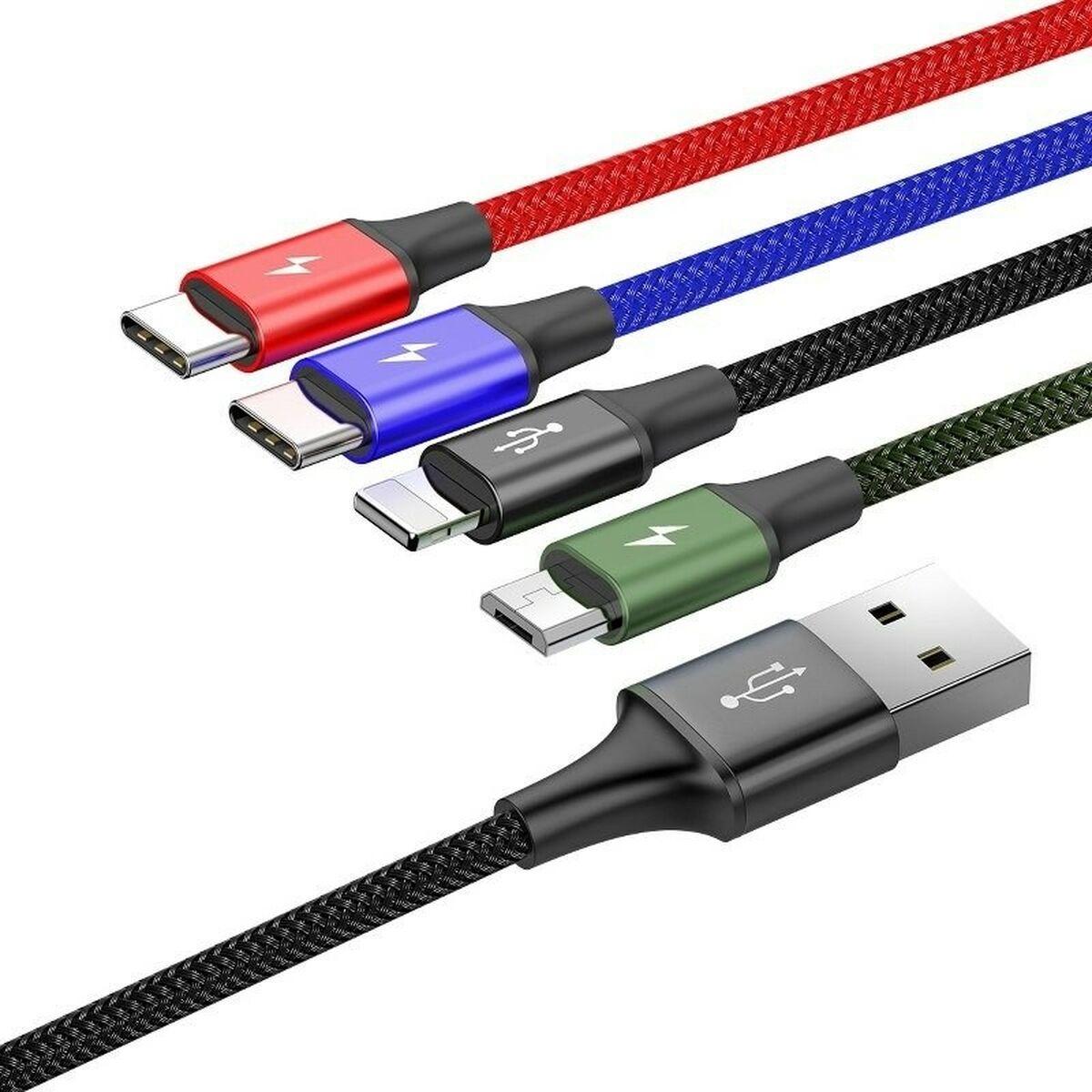 Baseus CA1T4-B01 cavo per cellulare Nero 1,2 m USB A Lightning + micro-USB B + USB C (Baseus Rapid Series 4-in-1 Charging Cable