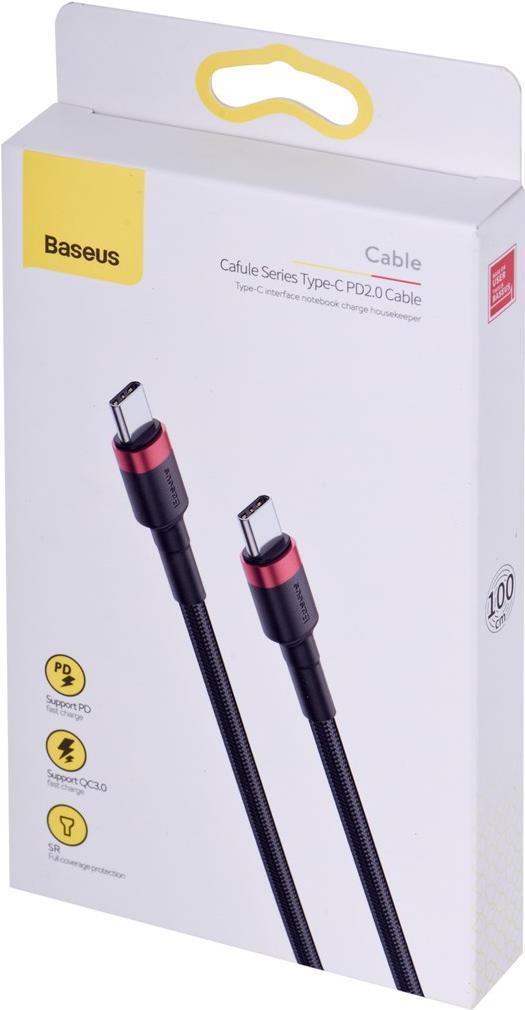 Baseus CATKLF-G91 cavo USB 1 m USB C Nero (Baseus Cafule QC 3.0 PD 3A USB-C to USB-C cable 1m - Black)