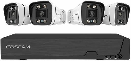 Set di sorveglianza Foscam FN9108E-B4-2T con 4 telecamere di sorveglianza bianche
