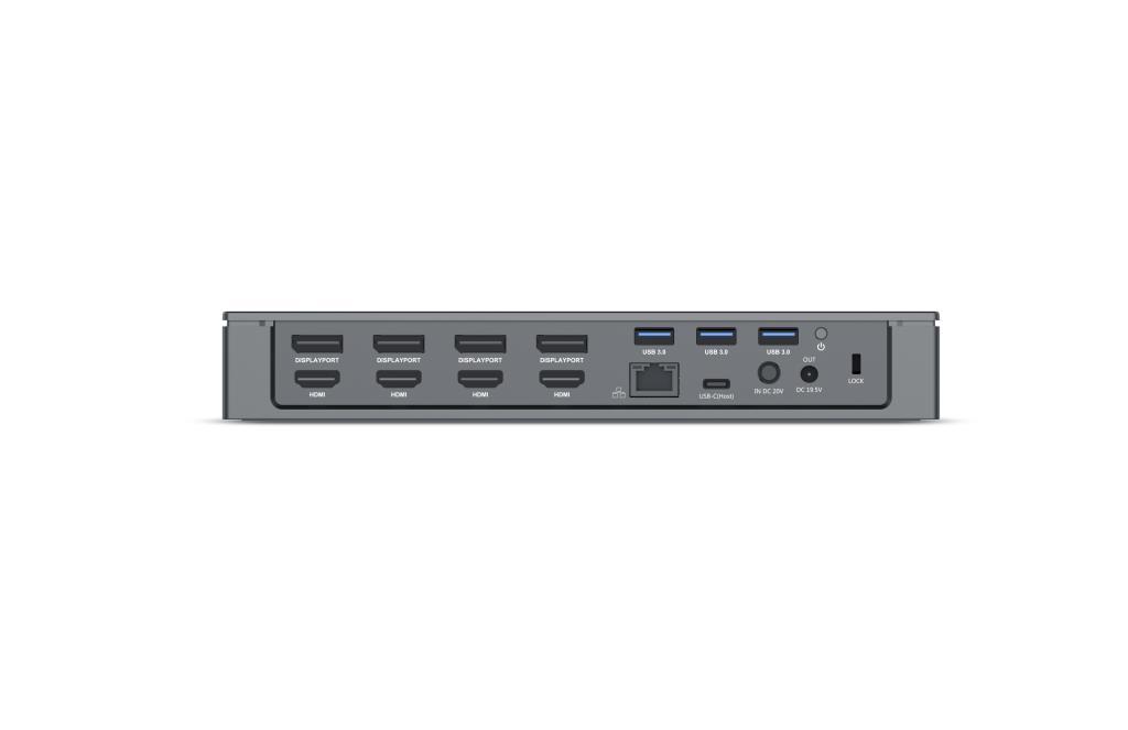 Dock USB type C vers 4*USB3.1 type A, 2*USB-C, 4*DP 4K/60Hz, 4*HDMI 4K/60Hz, 1*Giga Lan, 1*Audio In/Out, 1*SD/MicroSD reader, A