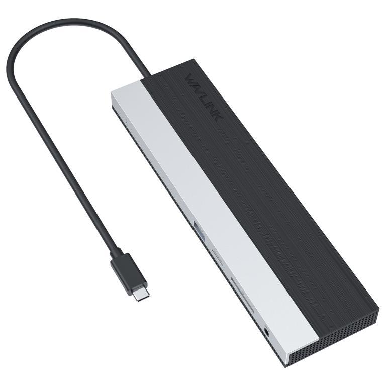 Hub USB tipo C a 1 * VGA, 1 * HDMI 4K/30Hz, 1 * DPort 4K/30Hz (1 porta video attiva su 3), 2 * USB3.0, 2 * USB2.0, lettore Micr