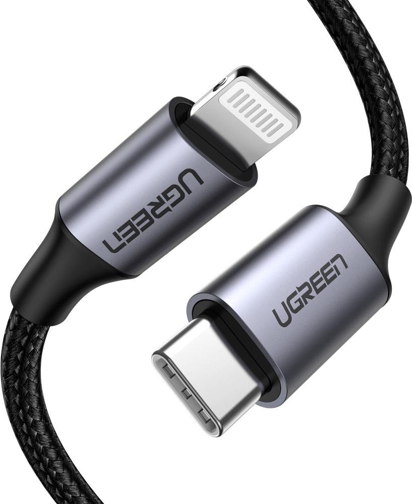Ugreen 60759 cavo per cellulare Nero, Argento 1 m USB C Lightning