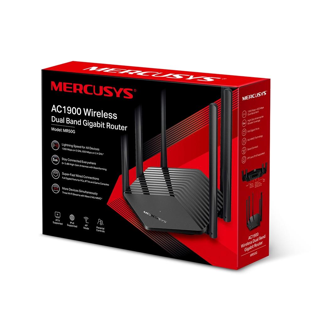 Mercusys MR50G WiFi Router AC1900 Dual Band 3x RJ45 1000Mb/s