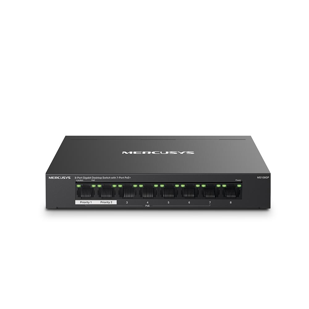 Switch 8 porte Gigabit con 7 porte PoE Mercusys MS108GP