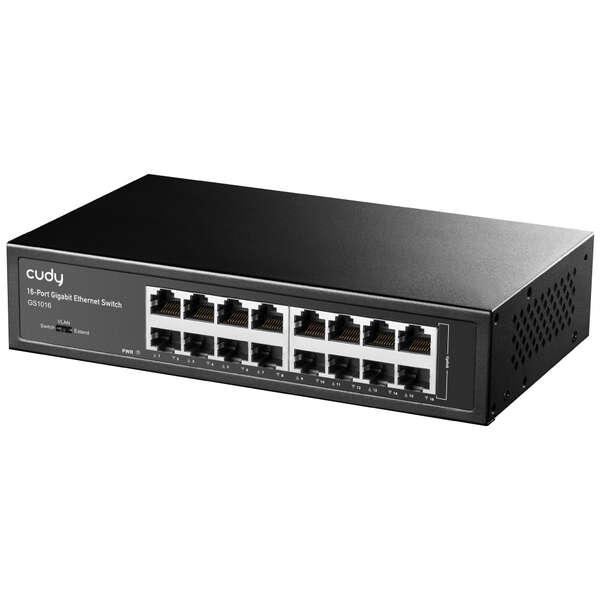 SWITCH 16P GIGABIT VLAN EXT 250MT UNMANAGED DESK/RACK 802,1P QOS