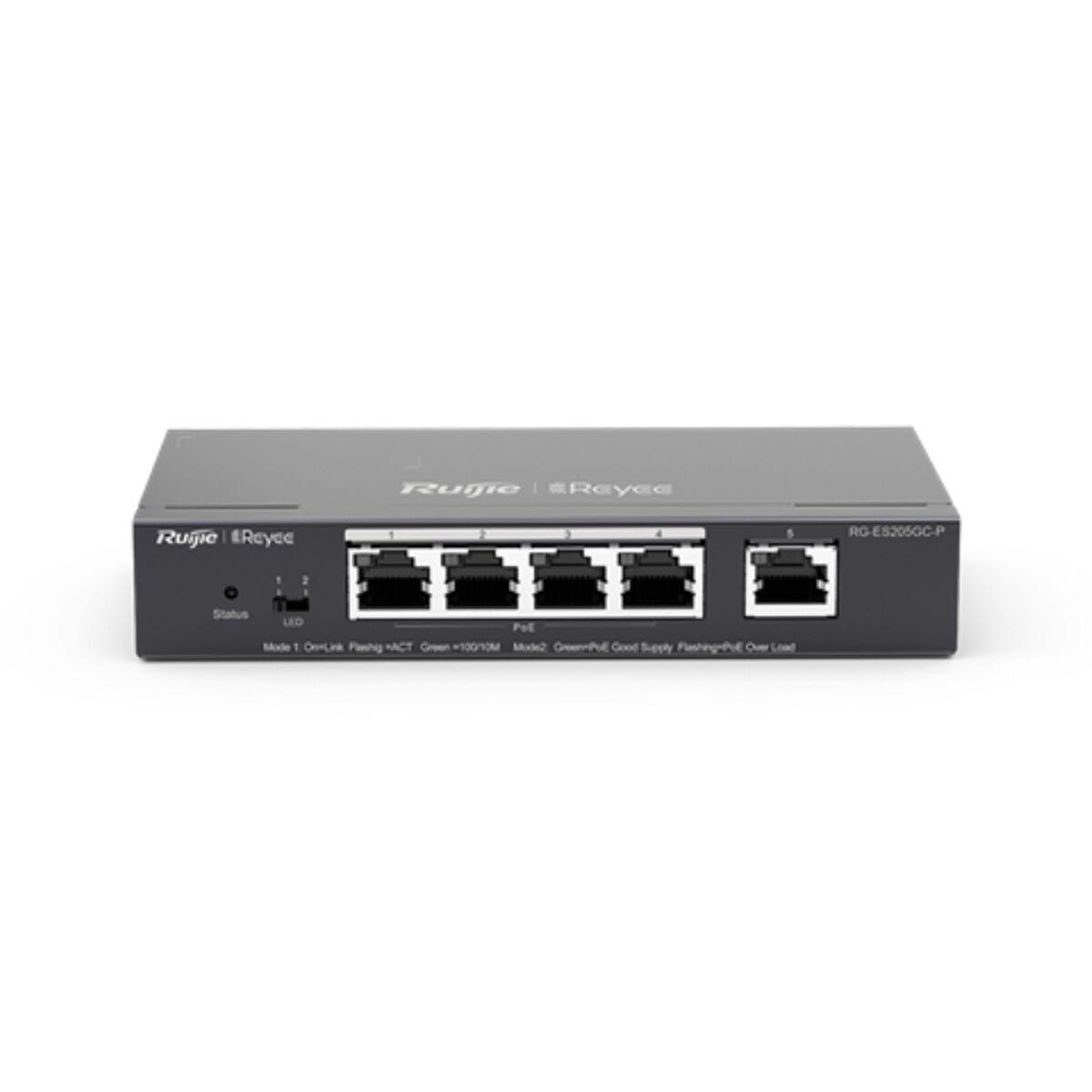 5-Port Gigabit Smart POE Switch 5 Gigabit RJ45 Ports including 4 PoE/POE+ Ports 54W PoE power budget Desktop Steel Case