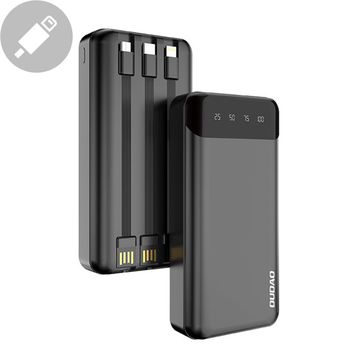 Dudao capiente power bank con 3 cavi integrati 20000mAh USB Type C + micro USB + Lightning nero (Dudao K6Pro+)