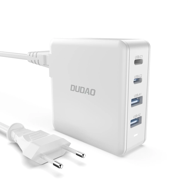 Adattatore Dudao GAN 100W Tipo Cx2 + 2xUSB Bianco