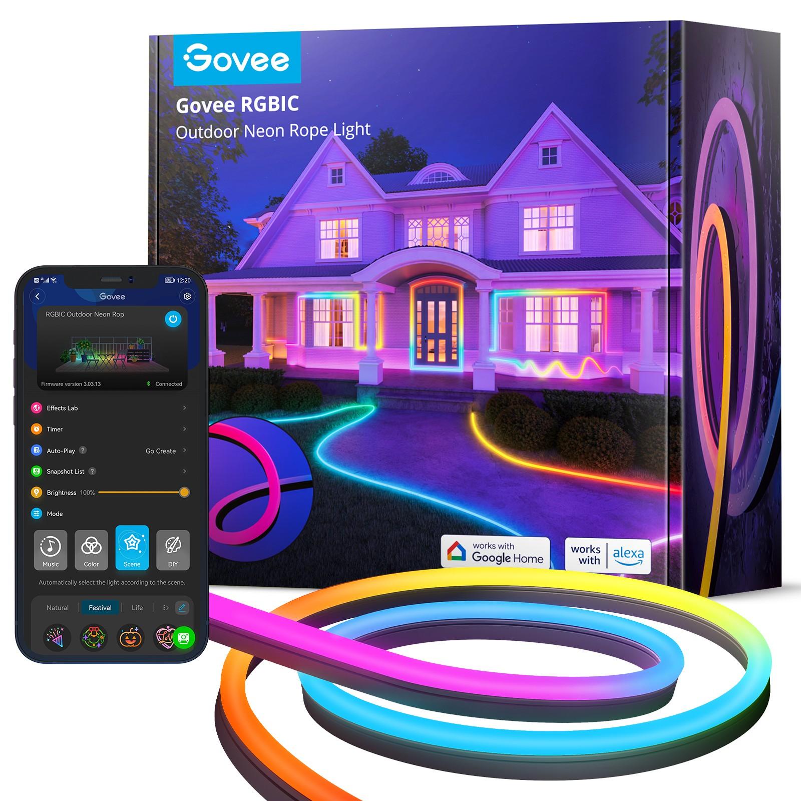 Govee H61A8 Outdoor Neon Strip Lights 10m Striscia LED Wi-Fi Bluetooth RGBIC
