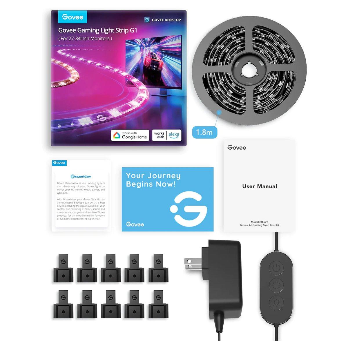 Govee H6609 Gaming Light Strip G1 | Illuminazione a LED | RGBIC, 27-34", 2.4GHz Wi-Fi, Bluetooth