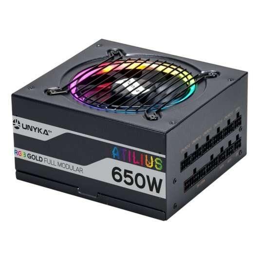 UNYKAch ATX Atilus RGB Black 650W alimentatore per computer 204 pin ATX Nero