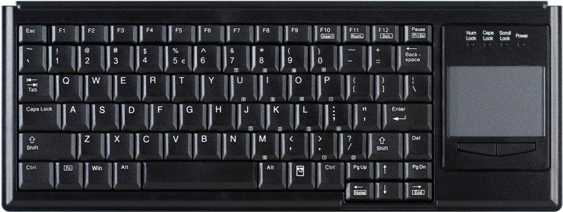 Industry 4.0 Compact Ultraflat Touchpad Keyboard - Corded - QWERTY - Black