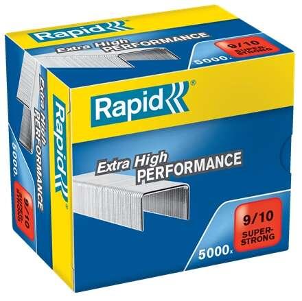 Scatola Rapid Super Resistente da 5000 Graffette 9/10 - Da 40 a 70 Fogli - Filo Zincato Super Rinforzato - Perno da 10mm