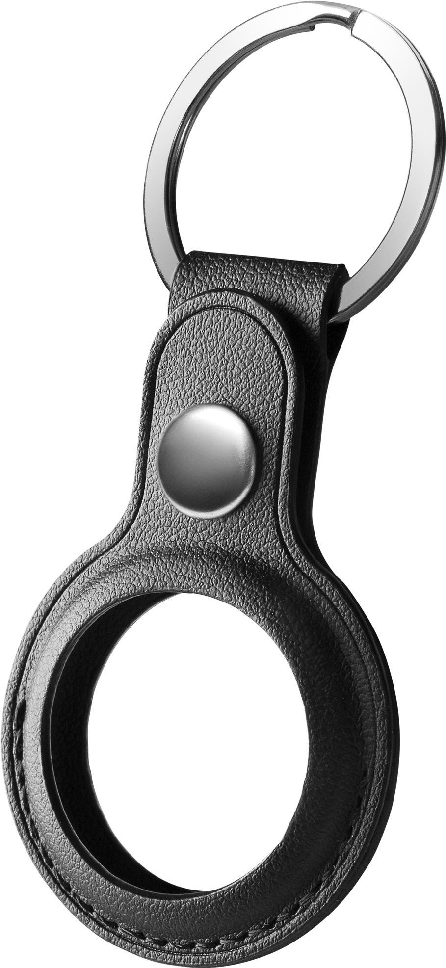Deltaco MCASE-TAG10 accessorio per localizzatore e cercatore GPS (Deltaco Apple Airtag Key Ring with Leather Case - Black)