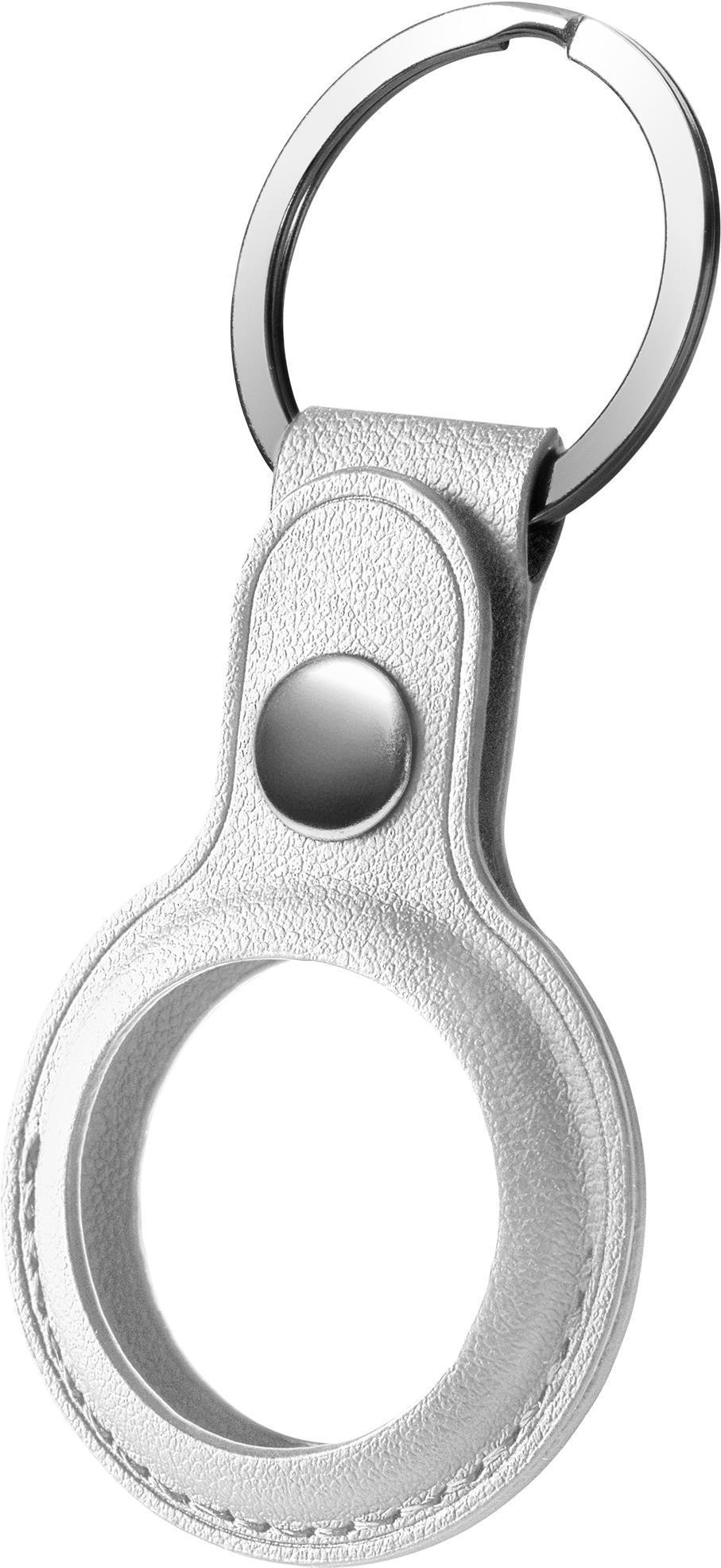 Deltaco MCASE-TAG11 accessorio per localizzatore e cercatore GPS (Deltaco Apple Airtag Key Ring with Leather Case - White)