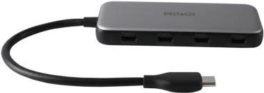 USB-C hub med 4 porte, 5 Gbit/s, 100W