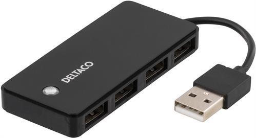 Deltaco UH-480 hub di interfaccia USB 2.0 480 Mbit/s Nero (Deltaco UH-480 - hub - 4 porte - deskt)