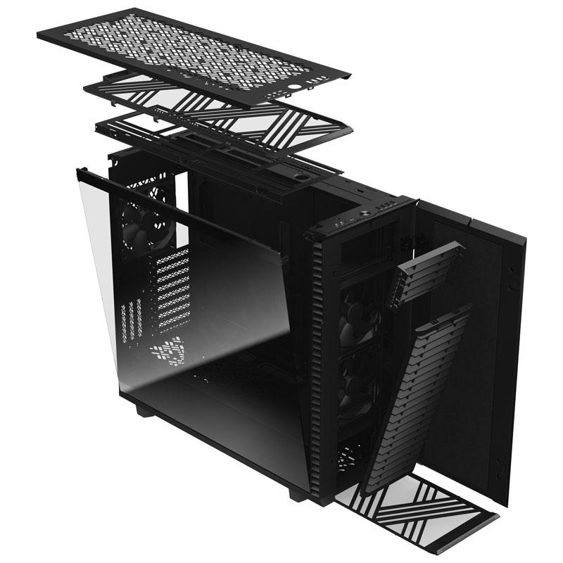 BxHxT 240x566x604mm extern 2x 5.25" intern 6x 2.5"/3.5" (quer Laufwerksschienen) 2x 25" 12x 2.5"/3.5" Lfter (vorne) 2x 140mm