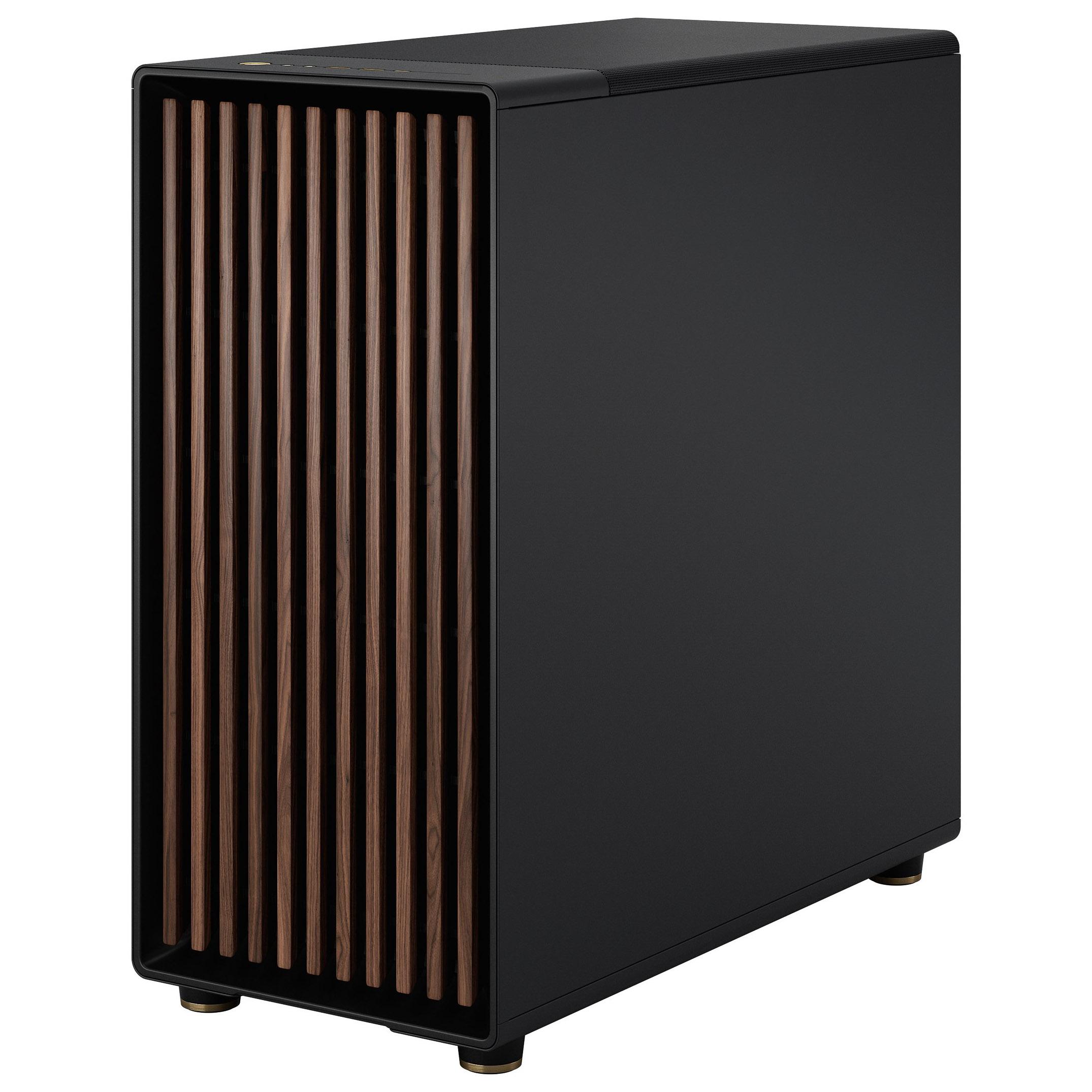 Fractal Design North XL Charcoal Black Black Solid Case E-ATX Fine Mesh Side 3 PWM Fans USB-C Walnut Front