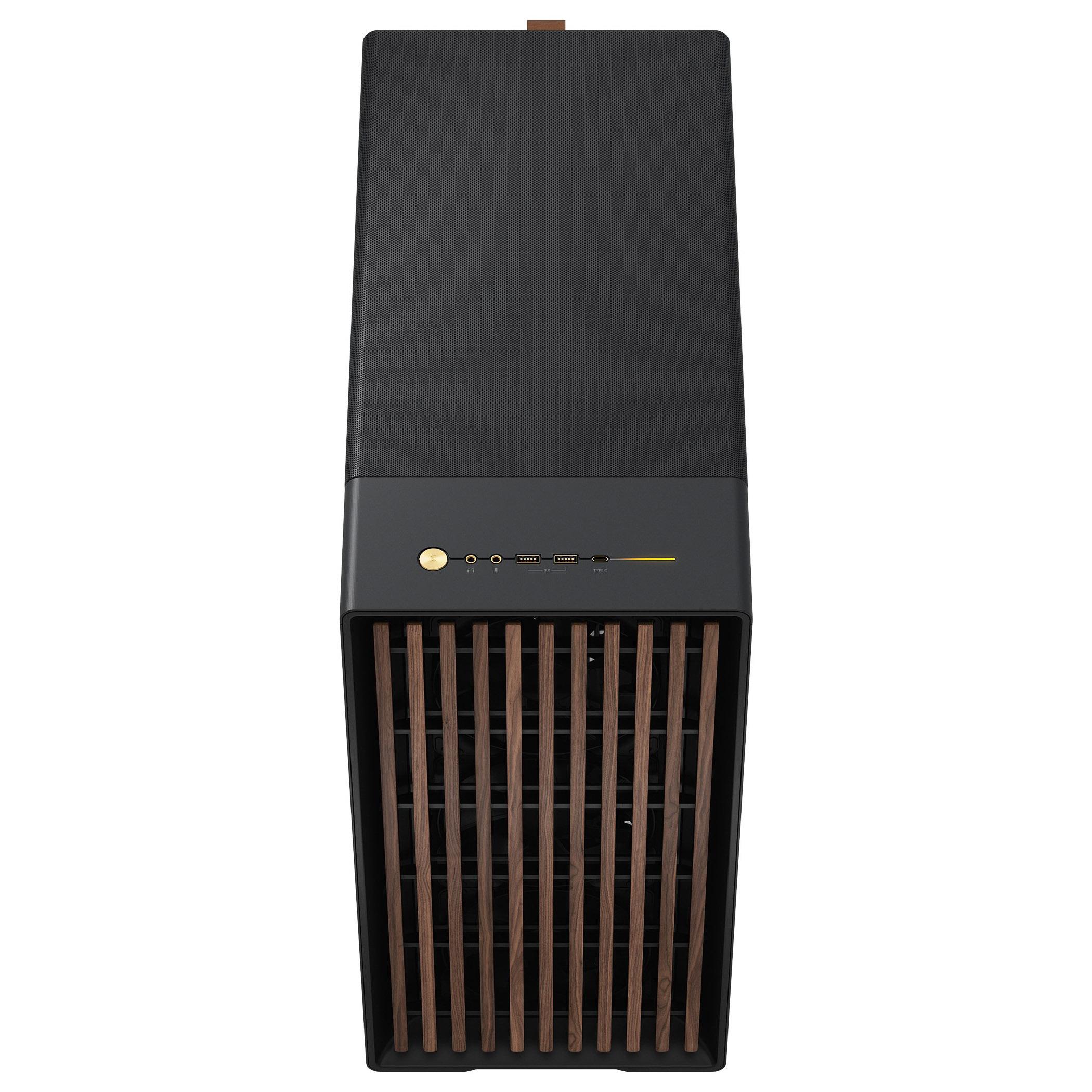 Fractal Design North XL Charcoal Black Black Solid Case E-ATX Fine Mesh Side 3 PWM Fans USB-C Walnut Front