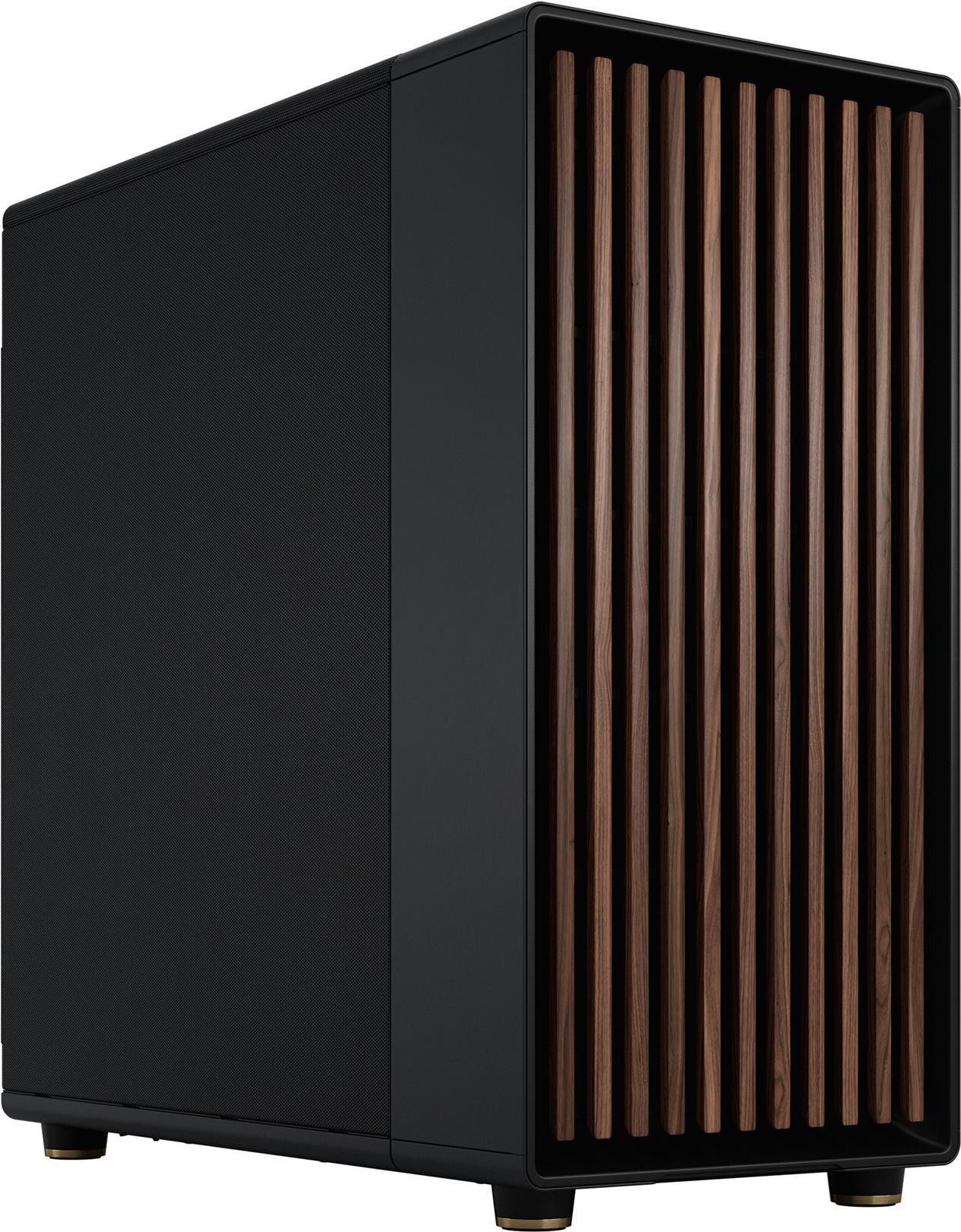 Fractal Design North XL Charcoal Black Black Solid Case E-ATX Fine Mesh Side 3 PWM Fans USB-C Walnut Front