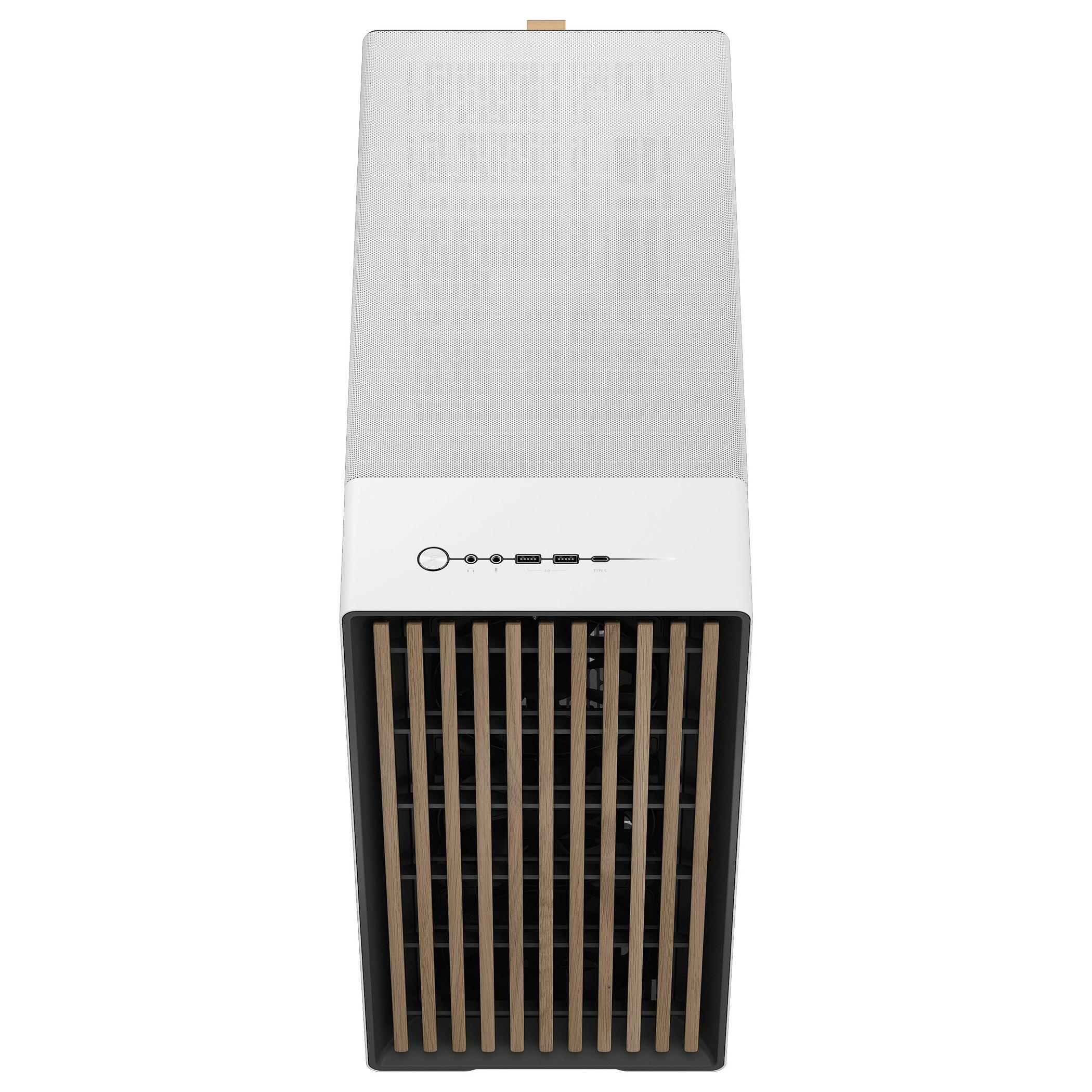 Fractal Design North XL Chalk White TG Clear Case w/ Clear Glass Window E-ATX 3 PWM Fans USB-C Oak Front