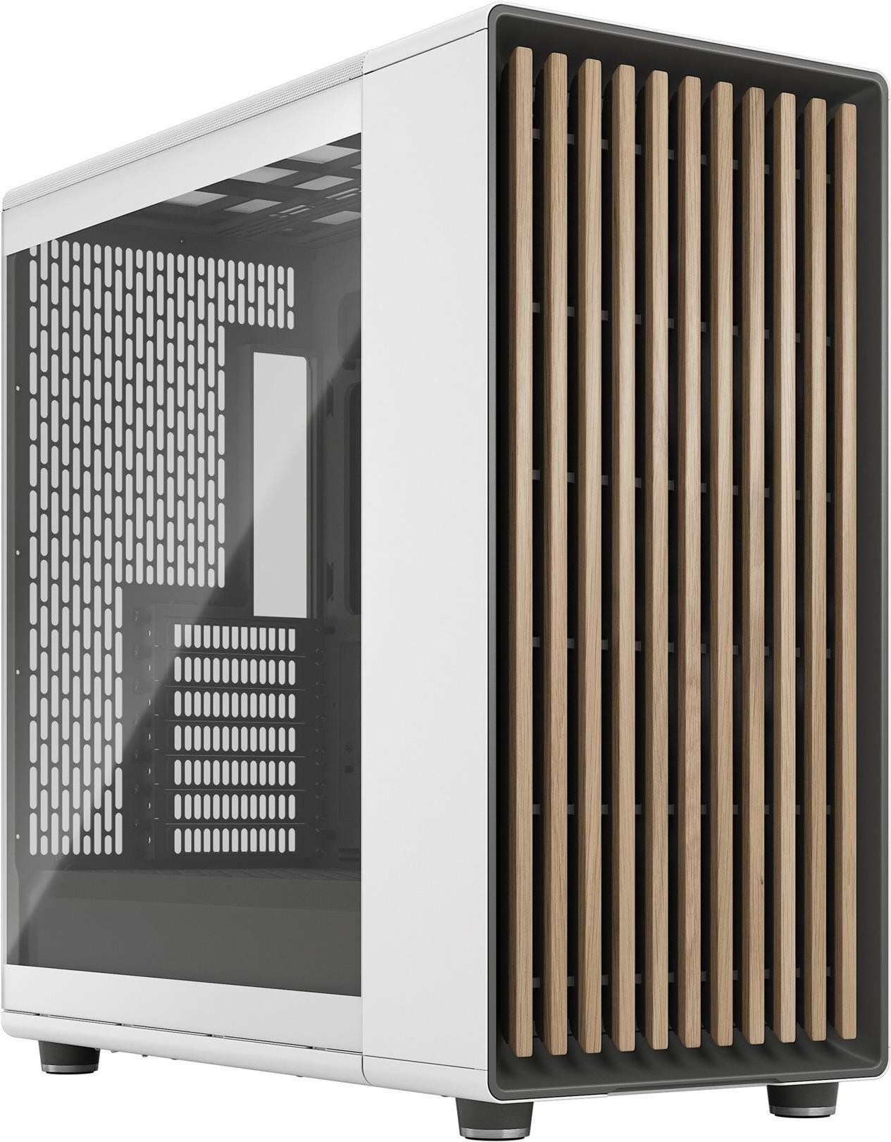 Fractal Design North XL Chalk White TG Clear Case w/ Clear Glass Window E-ATX 3 PWM Fans USB-C Oak Front