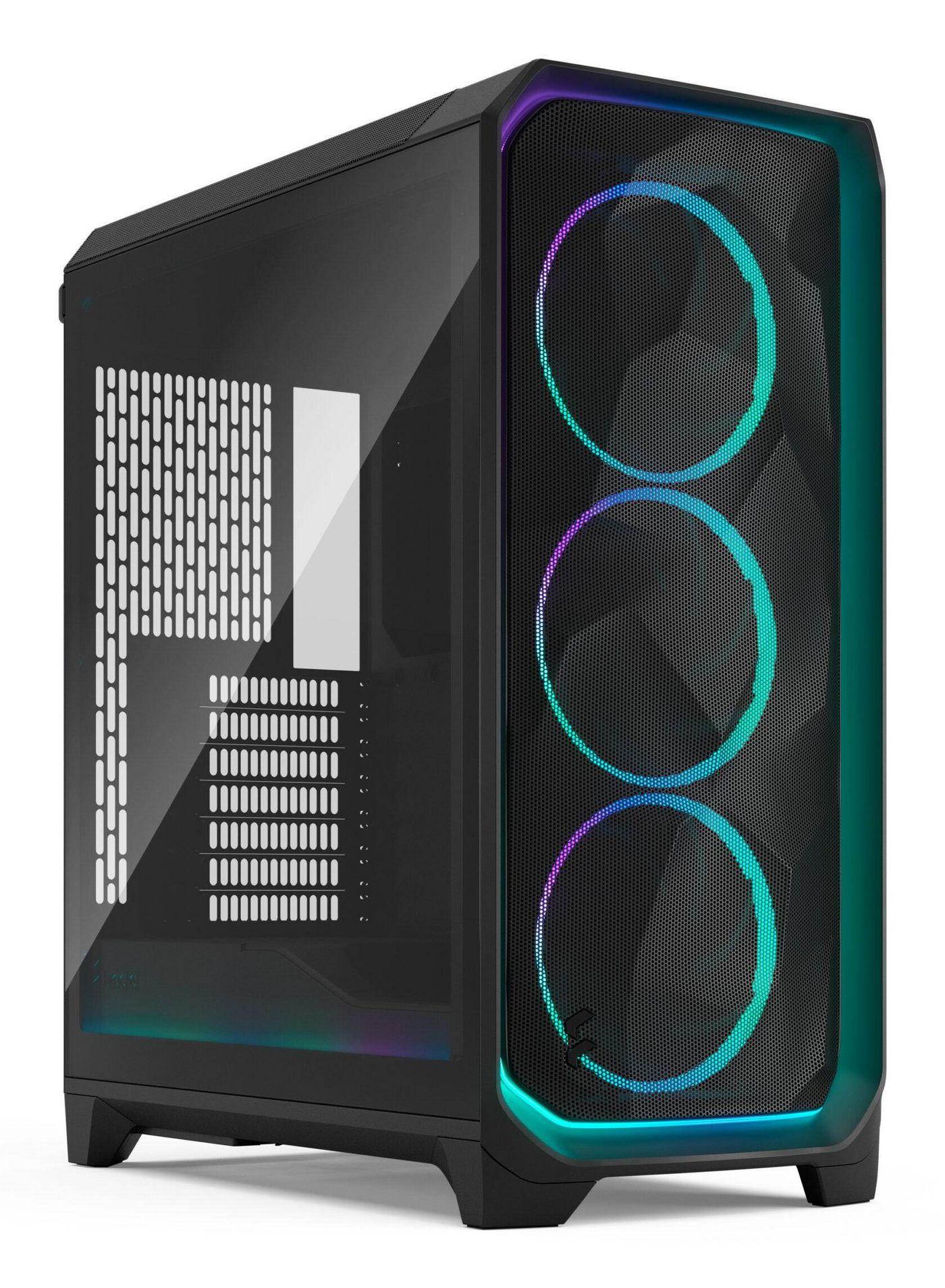 Fractal Design Meshify 3 Ambience Pro RGB [Black TG Light] Gaming Case w/ Light Tint Window, E-ATX, Mesh Front, 3x RGB Fans, Ad