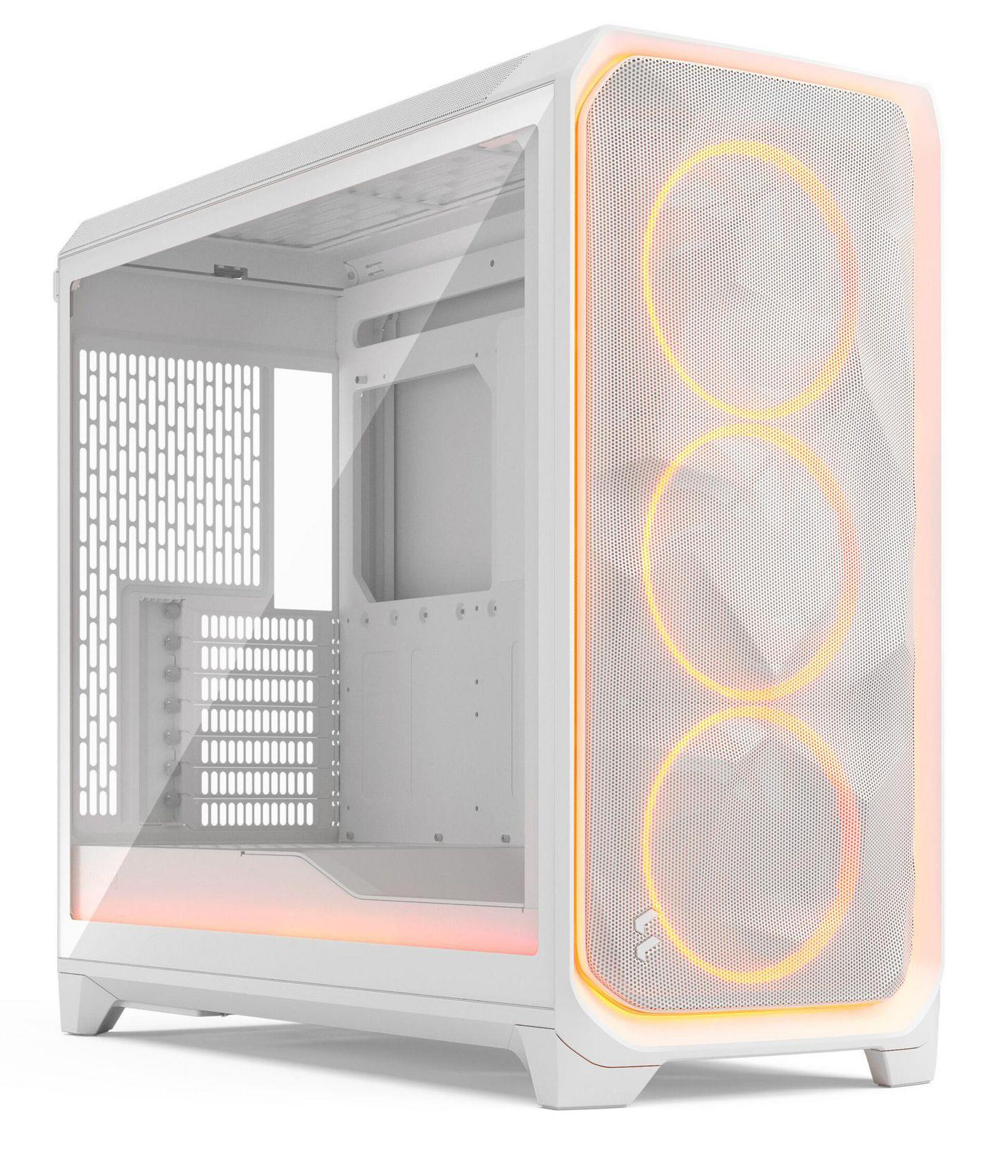 Fractal Design Meshify 3 XL Ambience Pro RGB [White TG Clear] w/ Clear Window, E-ATX, Mesh Front, 3x RGB Fans, Adjust Pro Hub,