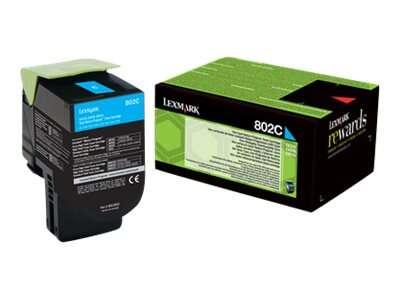 Lexmark 802C cartuccia toner 1 pz Originale Ciano [802C]