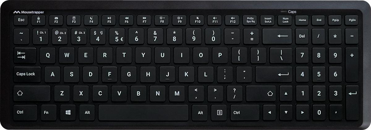 Mousetrapper Type Midi tastiera Casa/ufficio USB RF Wireless Bluetooth QWERTY Nordic Nero