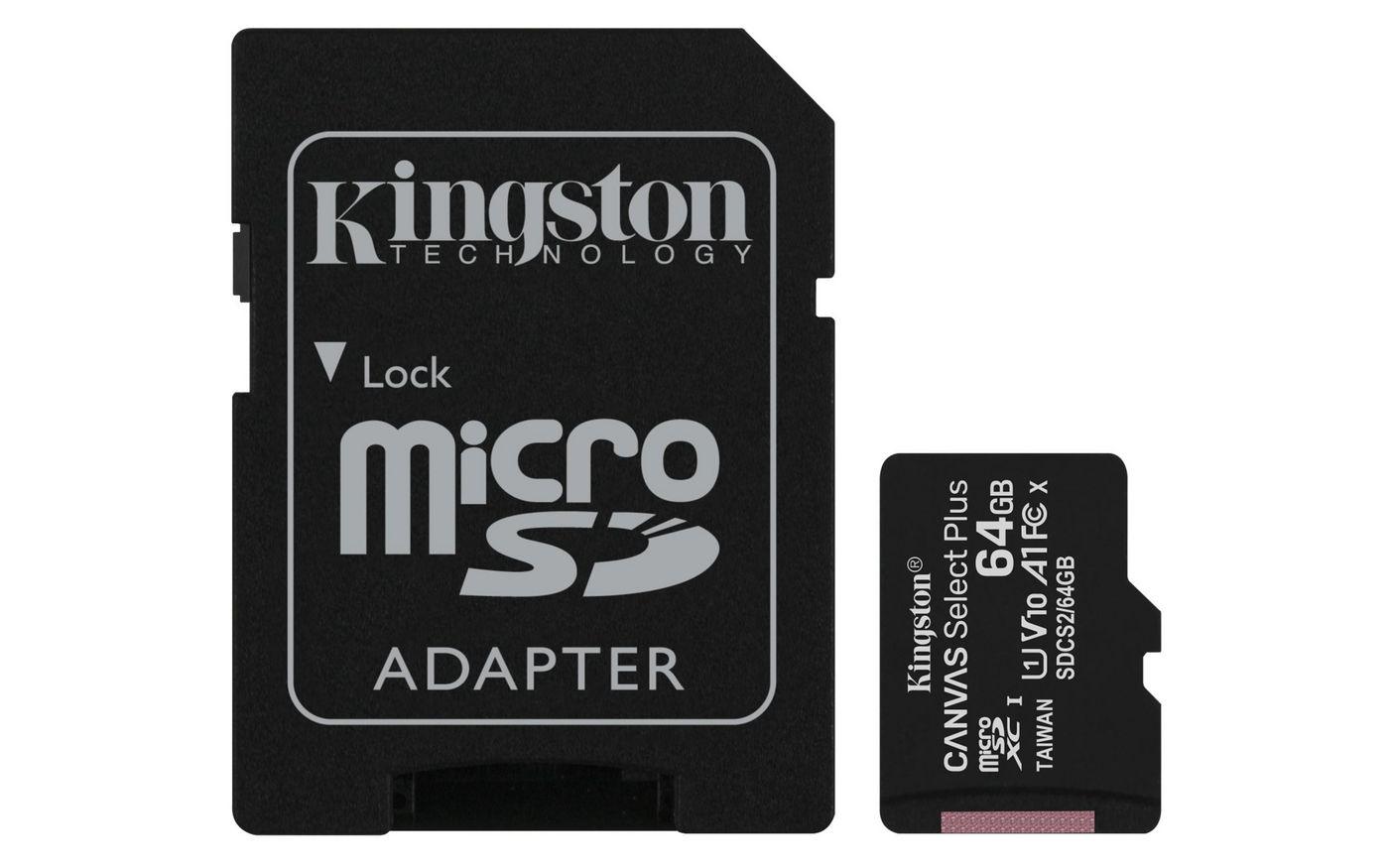 SD MICRO 64GB CL10 UHS-I CON ADATT. 100MB/S LET.85MB/S SCRIT.KINGSTON