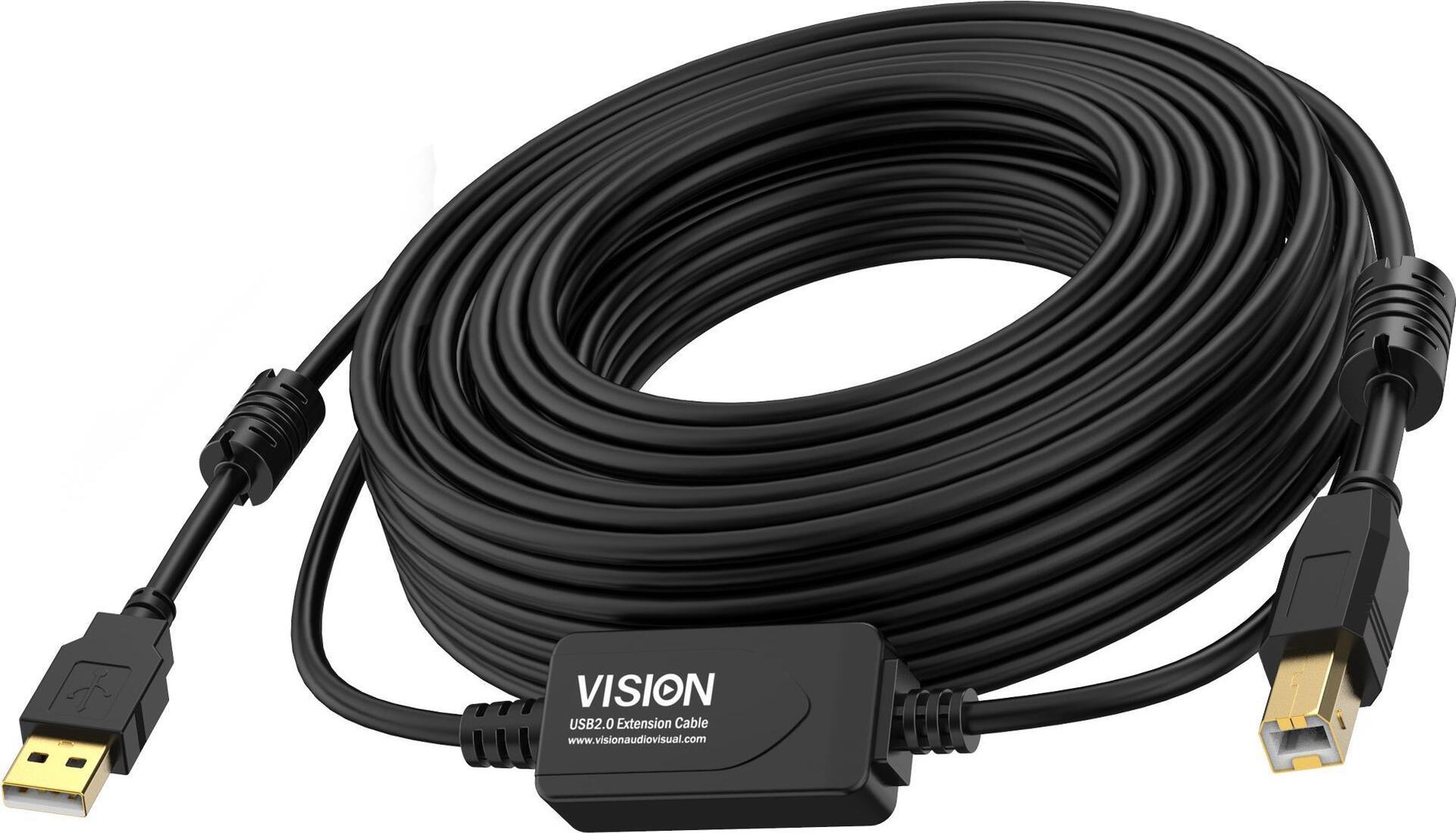 Vision TC 10MUSB/BL/2 cavo USB 10 m USB 2.0 USB A USB B Nero (VISION Professional installation-grade USB 2.0 active cable - LIF