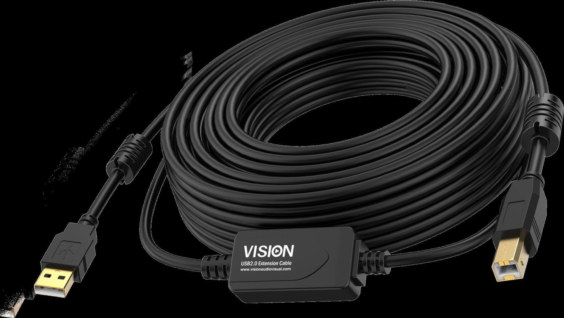 Vision TC 15MUSB/BL/2 cavo USB 15 m USB 2.0 USB A USB B Nero (VISION Professional installation-grade USB 2.0 active cable - LIF