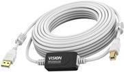 Vision TC 15MUSB/2 cavo USB 15 m USB 2.0 USB A USB B Bianco (VISION Professional installation-grade USB 2.0 active cable - LIFE