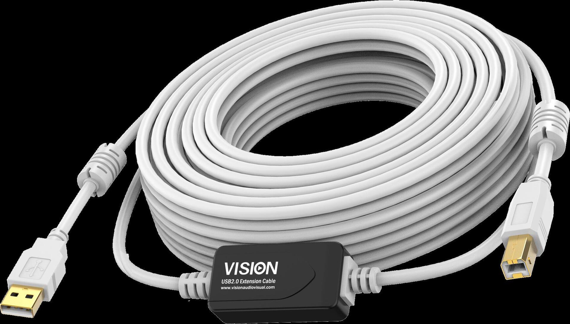 Vision TC 10MUSB/2 cavo USB 10 m USB 2.0 USB A USB B Bianco (VISION Professional installation-grade USB 2.0 active cable - LIFE