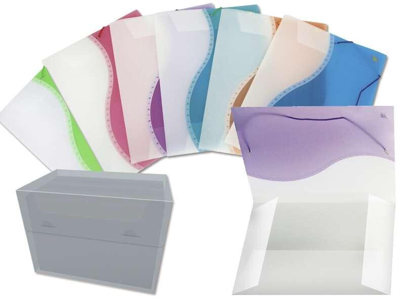 Bismark Confezione da 6 Cartelle con Patta in Polipropilene Bicolore - Formato A4 - Chiusura in Gomma - Colori Assortiti
